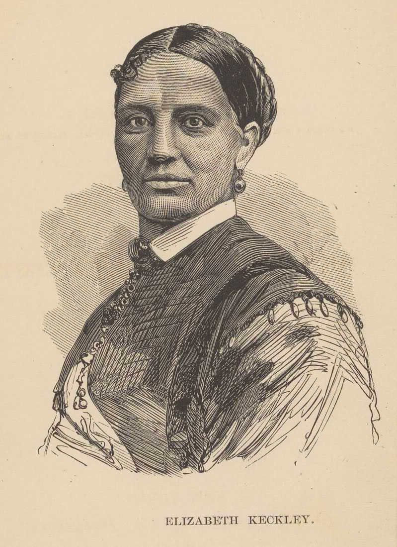An engraved Portrait of Elizabeth Keckly. Her name is typed below the portrait.