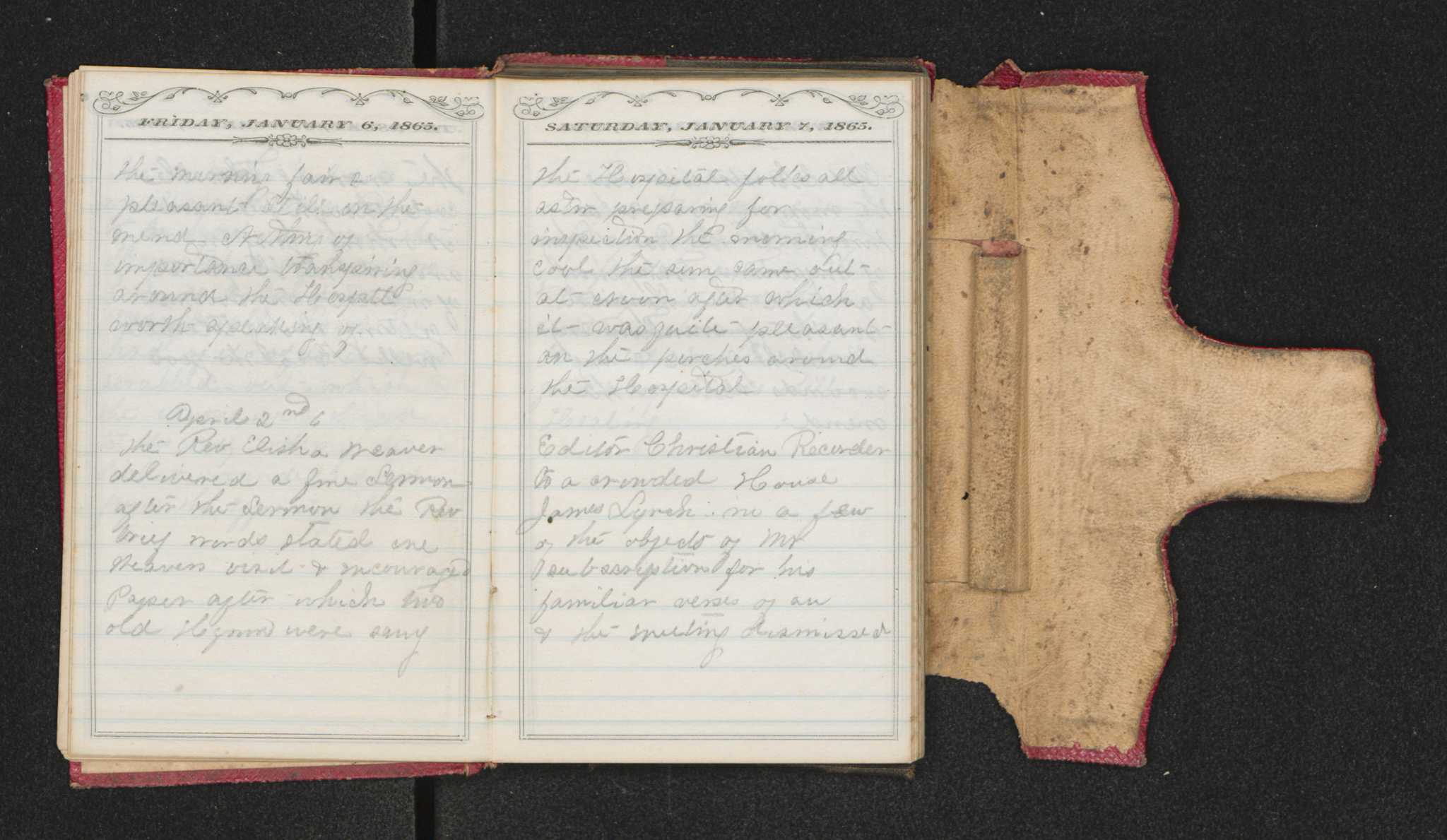 Photograph of interior of Lt. John Freeman Shorter Diary