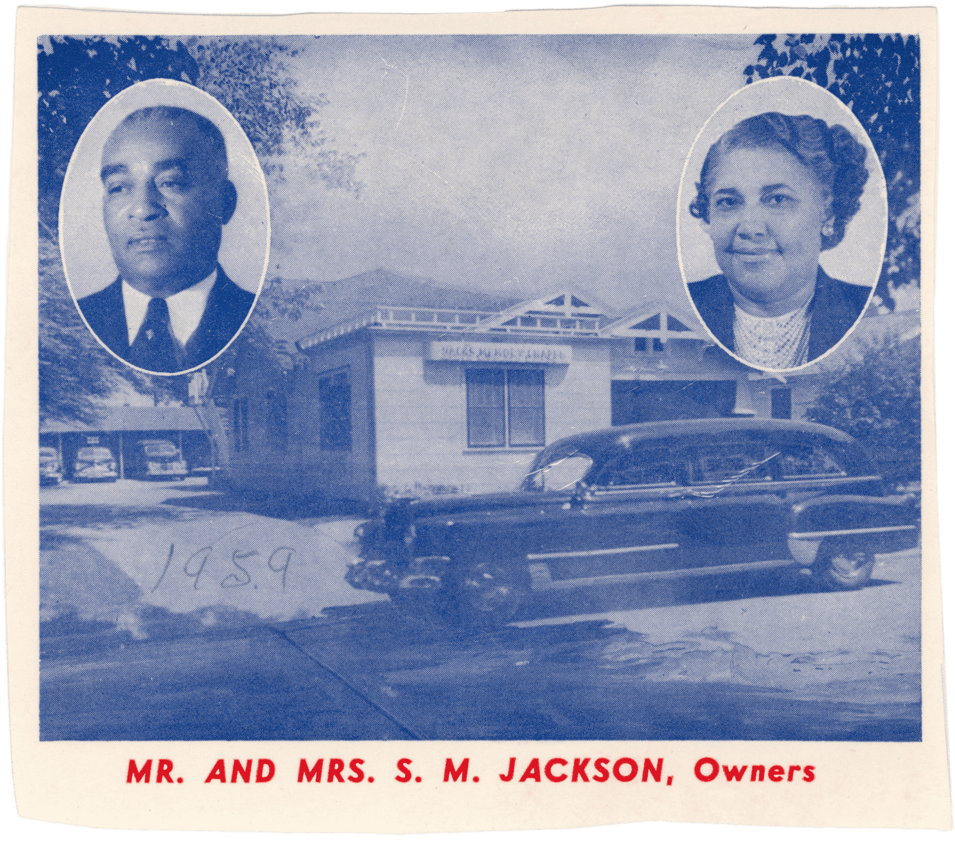A photomechanical print advertisement for Mr. and Mrs. S.M. Jackson’s funeral home business.
