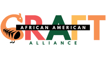Logo for the African American Craft Alliance featuring the words “CRAFT Alliance” in multicolored letters, with “African American” across the center and a stylized bird forming the letter C.