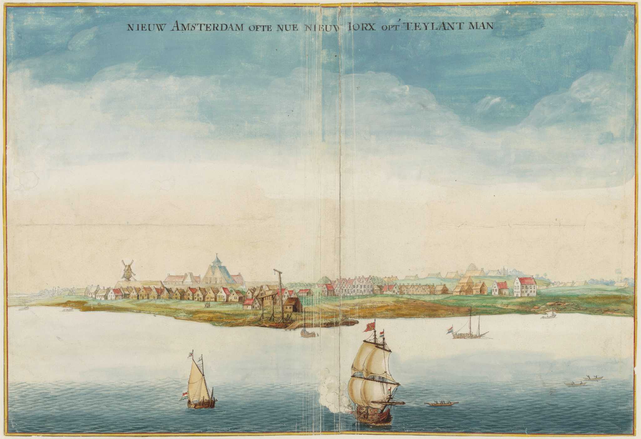 Color painting of New Amsterdam Landscape