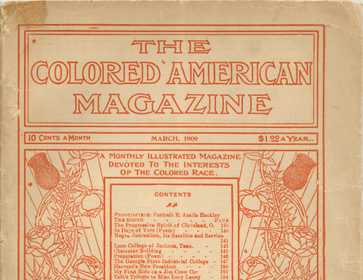 An issue of the Colored American Magazine with staples removed. The cover is printed in red ink and features a decorative design of roses by Theodore R. M. Hanné. The frontispiece is an image of E. Azalia Hackley. The issue features several poems but largely focuses on a celebration of industriousness and business success. The issue also includes illustrations and descriptions, including ones of Dr. Henry McKee Minton, President William Howard Taft, and the faculty and students of Georgia State College. The pages of this issue are numbered 134 to 185, for a total of 52 numbered pages. There are two pages of unnumbered advertisements at the beginning of the issue, and there are seven pages of unnumbered advertisements at the end of the issue.