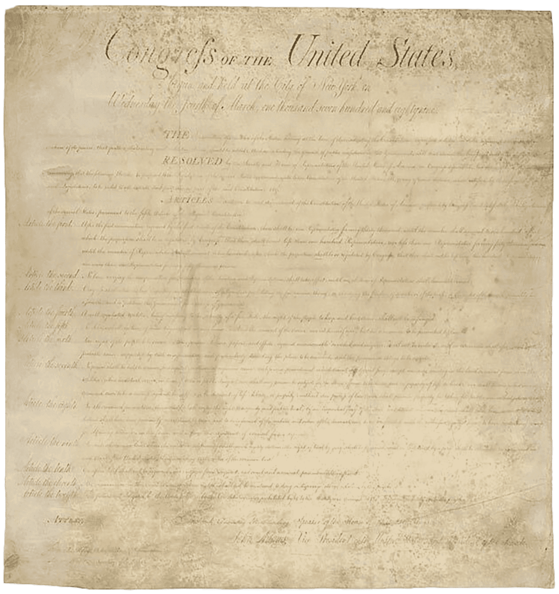 Image of Bill of Rights document