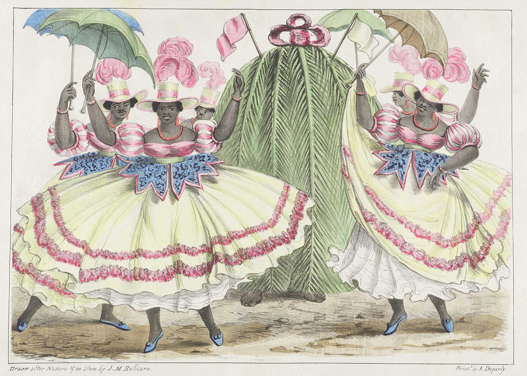 Color painting of John Canoe (Junkanoo) Dancers