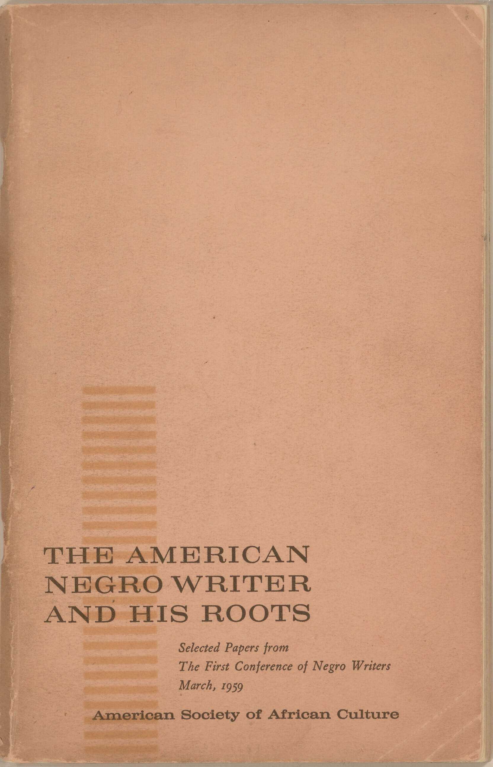 Image of a 72-page pamphlet entitled The American Negro Writer and His Roots.