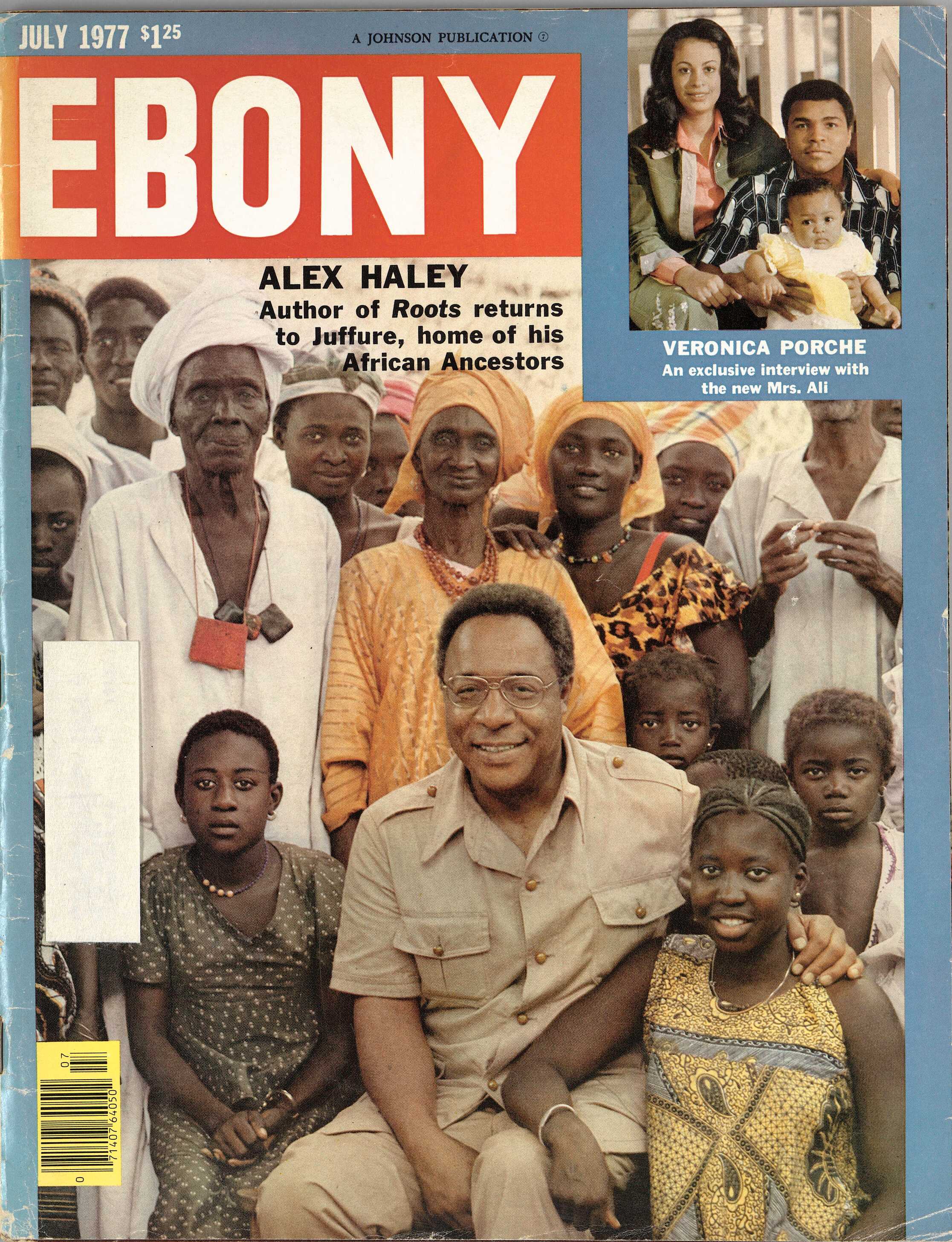 The July 1977 issue of Ebony Magazine featuring Alex Haley on the front cover.