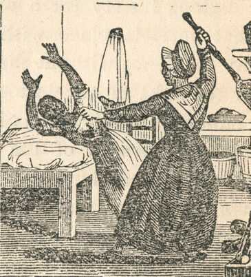 Illustration of white woman whipping an enslaved person