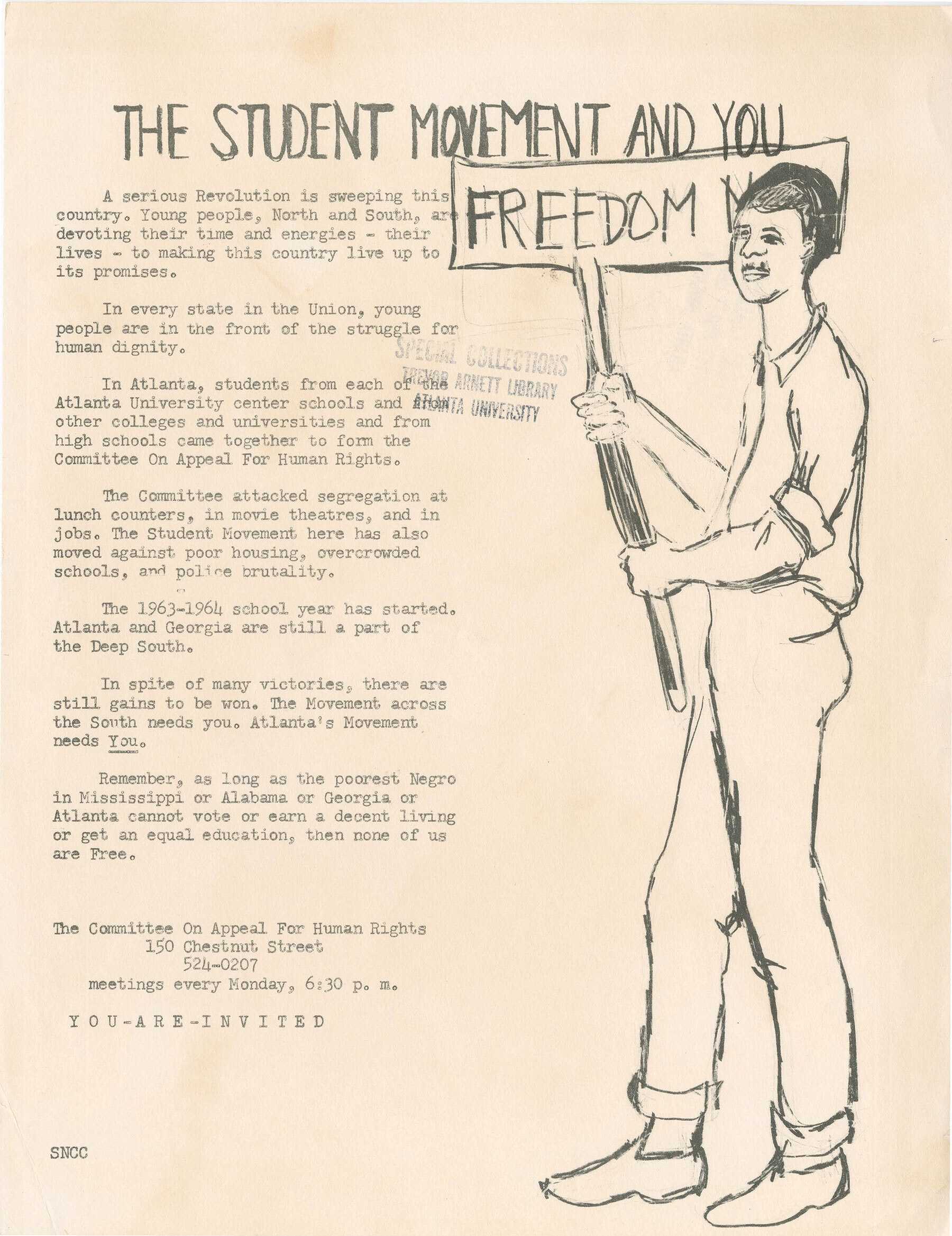 A flyer promoting a student activism campaign.