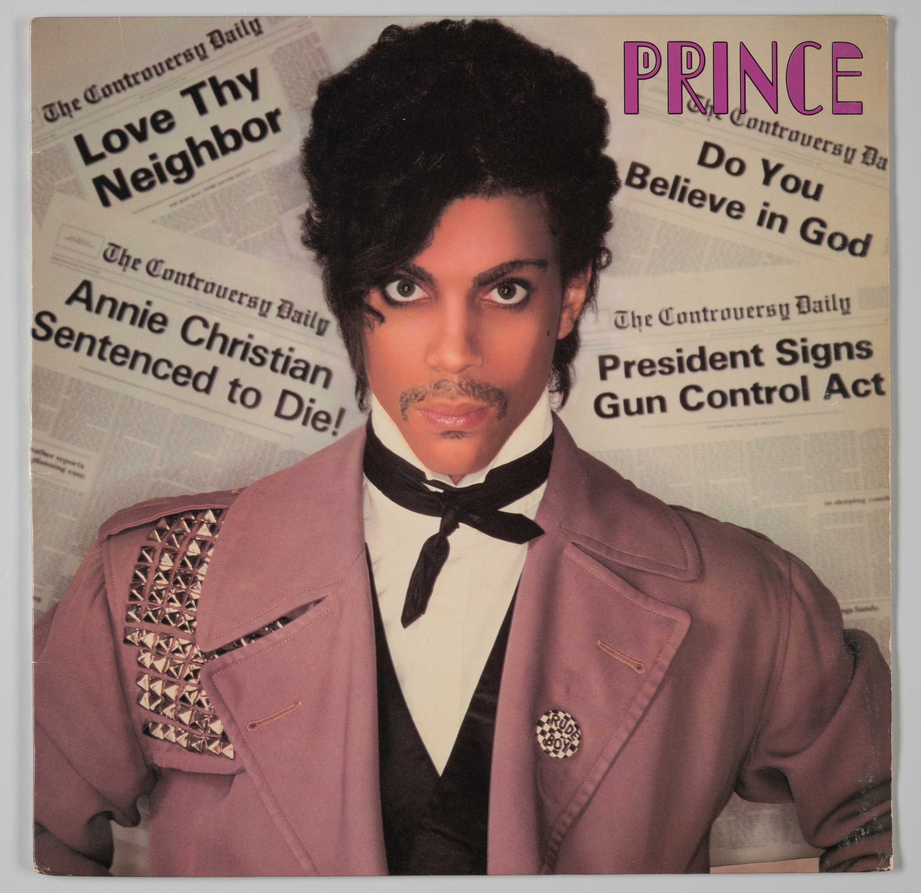 Image of the album jacket for Prince's album "Controversy" featuring a photograph of Prince.
