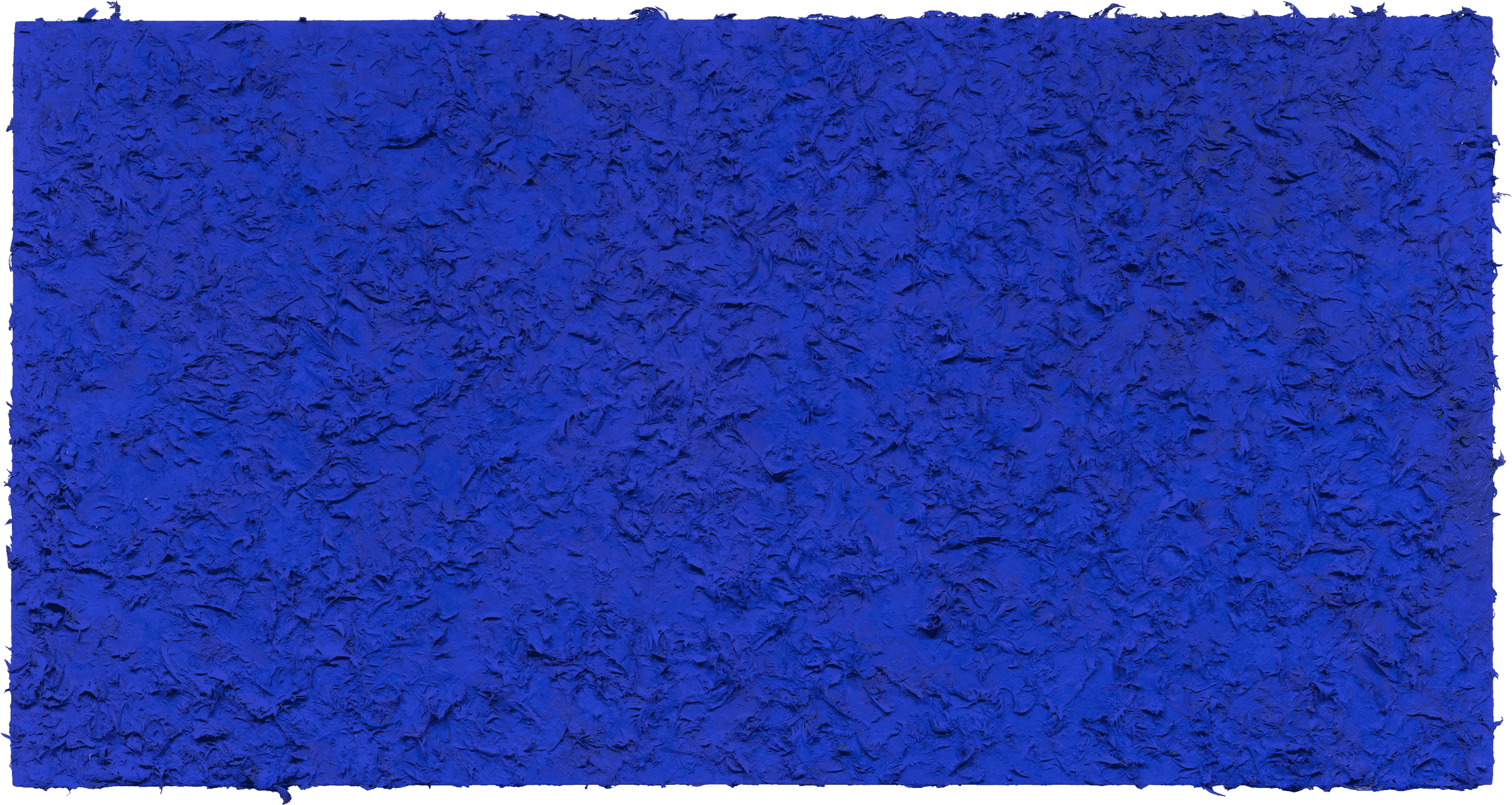 A textured canvas painted entirely in a deep, vibrant blue color.