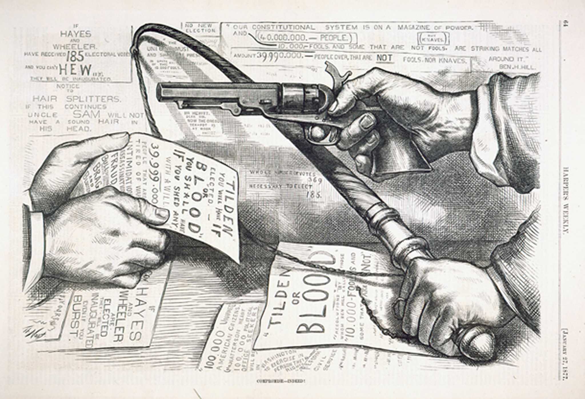 Engraving of political cartoon from Thomas Nast Illustration