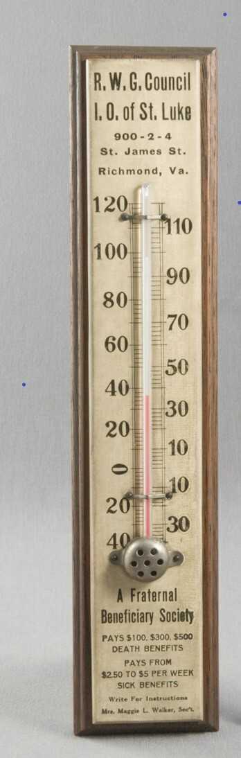 Advertising thermometer from Independent Order of St Luke.