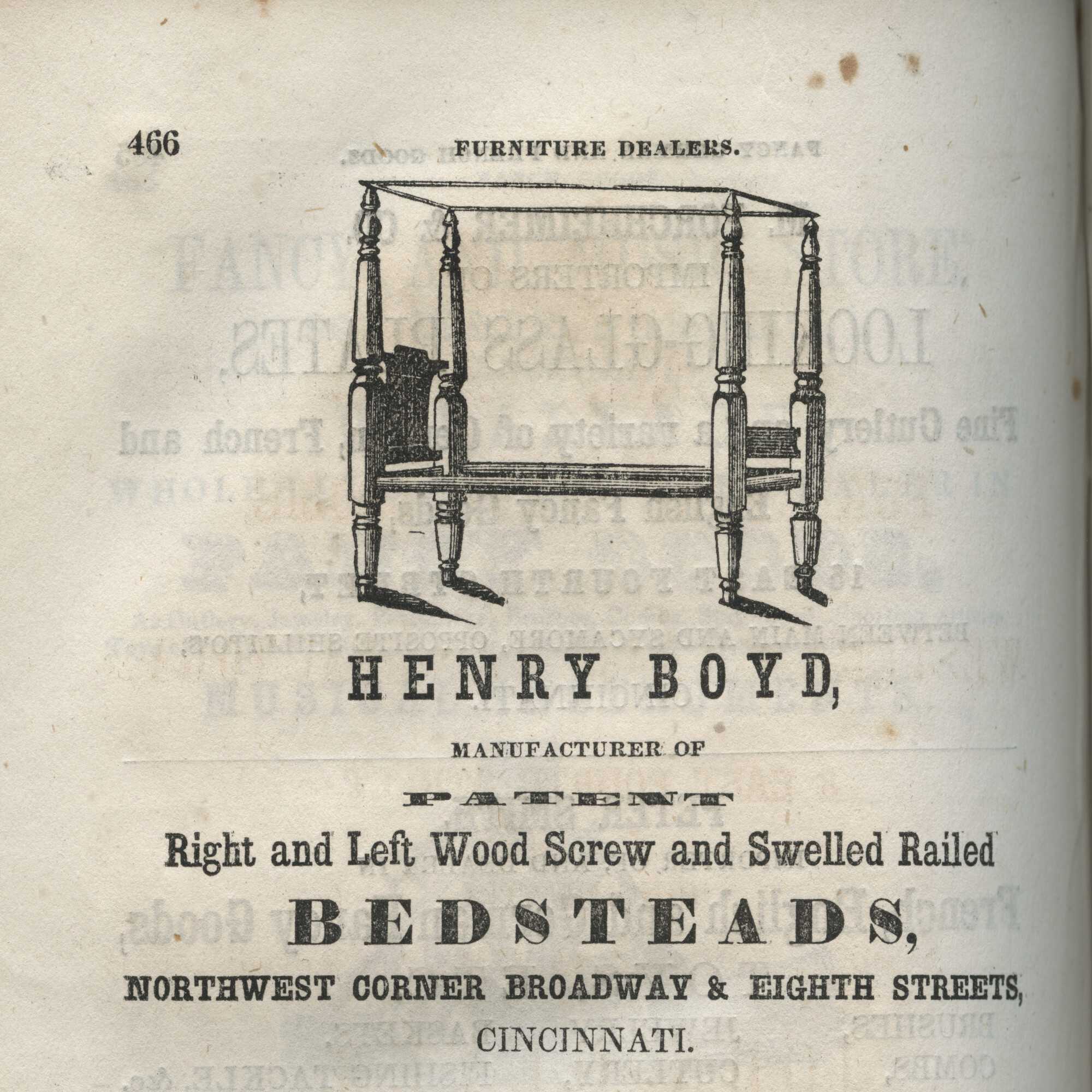 Image of an advertisement for Henry Boyd bedsteads