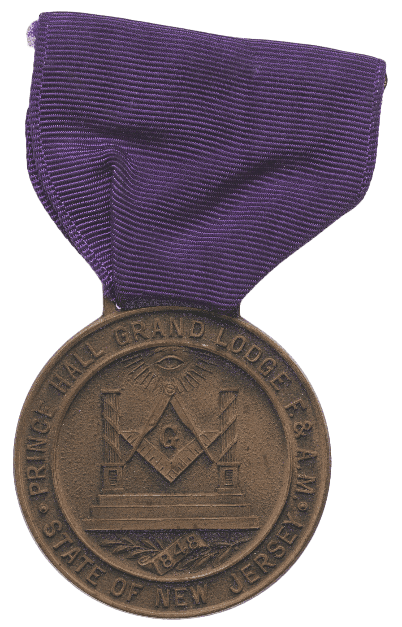 A commemorative medal for the 100th anniversary of the Prince Hall Grand Lodge of New Jersey.