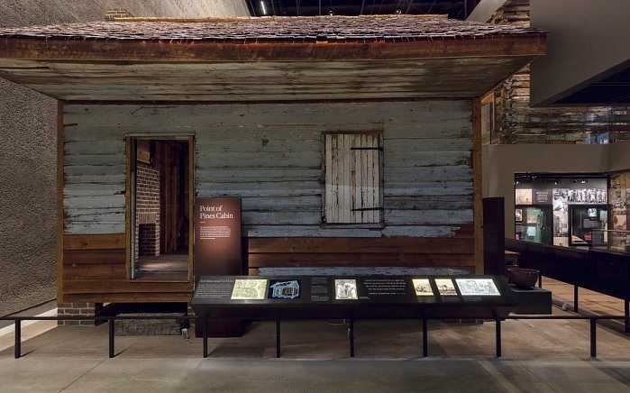 Photograph of Point of Pines cabin inside NMAAHC