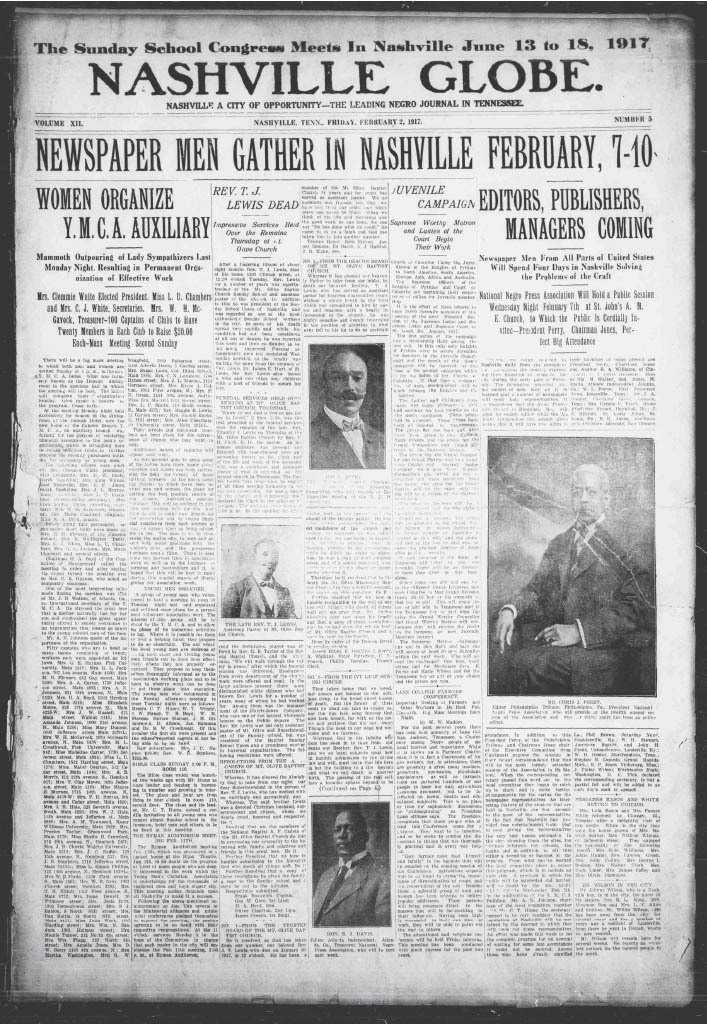 Image of Front Page of the Nashville Globe, February 2, 1917
