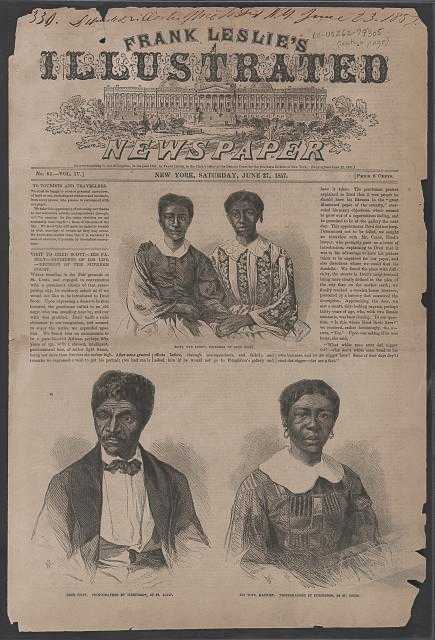 Black and white illustration of Dred Scott and family