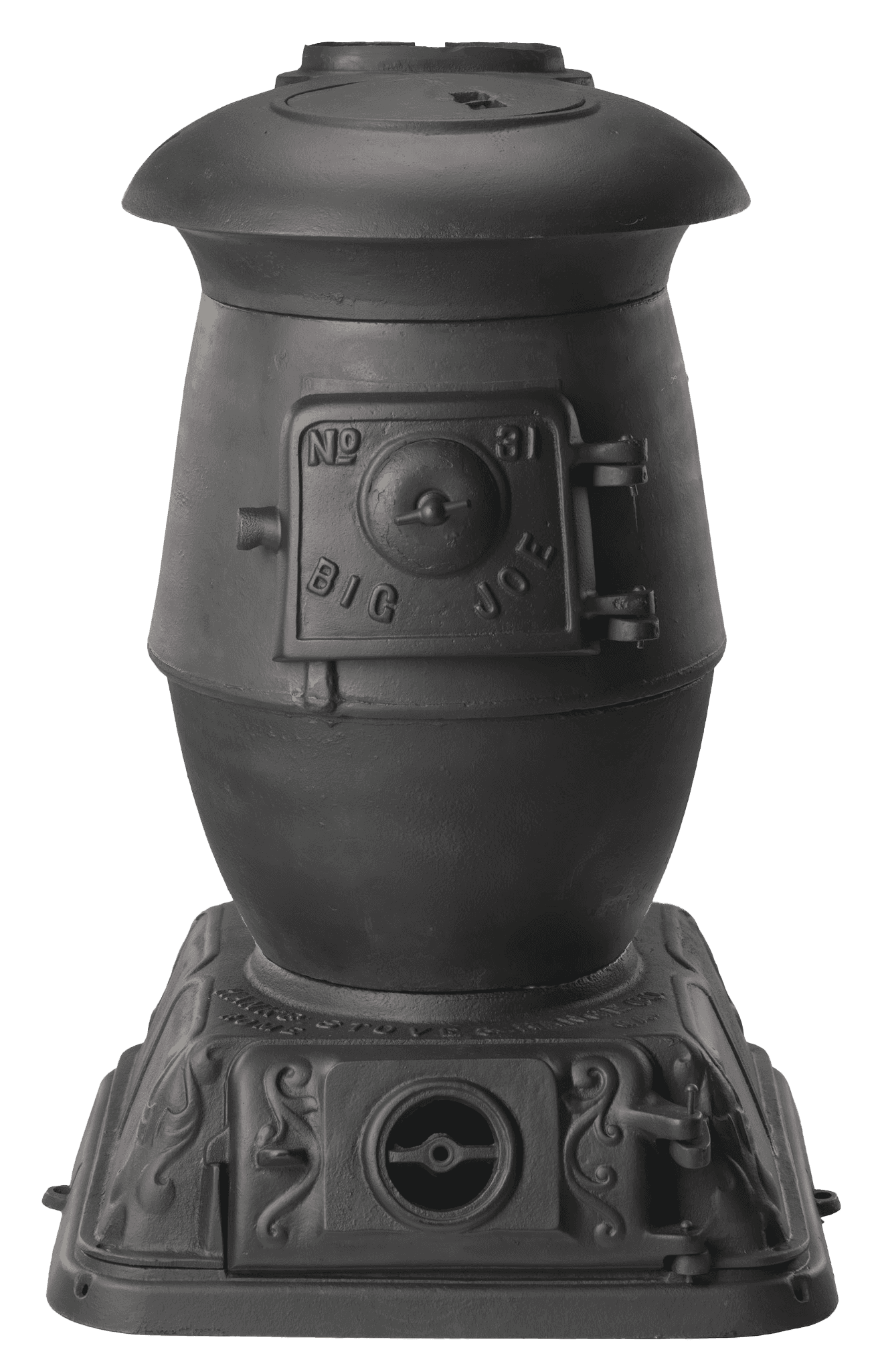 An iron wood-burning stove used in the Hope Rosenwald School.